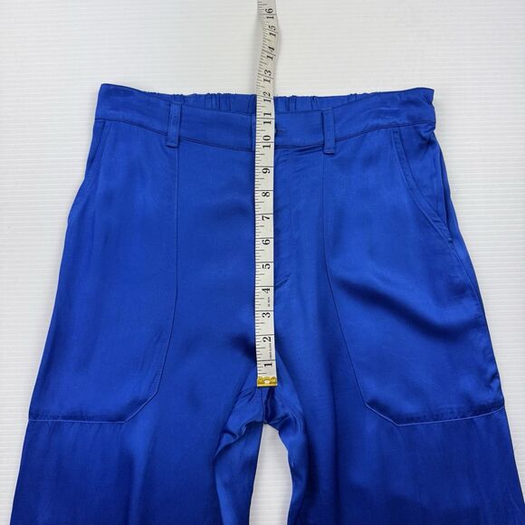 YFB Young Fabulous & Broke Satin Cargo Pants Blue Rayon Blend Women’s Small - Picture 8 of 10